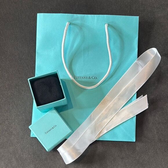 Tiffany & Co. Suede Ring Box with Blue Gift Box Blue Gift Bag and White Ribbon - Picture 7 of 12